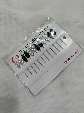 Large-Sized Straight Pins - Black and White Leaves