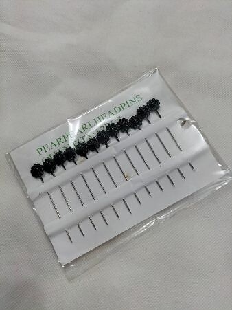 Large-Sized Straight Pins - Black Flower