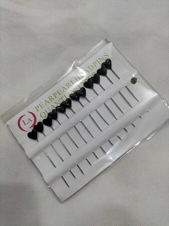 Large-Sized Straight Pins - Black Heart