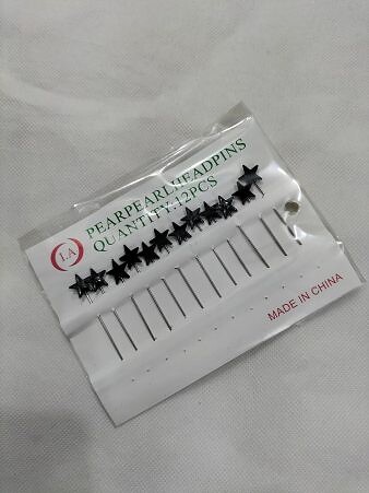 Large-Sized Straight Pins - Black Stars