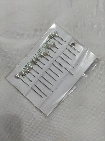 Large-Sized Straight Pins - Silver Heart