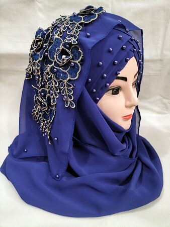 Pearl Floral Ready to Wear with Fancy Bunch - Iris Pearl Floral Ready to Wear with Fancy Bunch - Iris