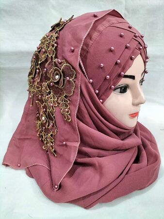 Pearl Floral Ready to Wear with Fancy Bunch - Mauve