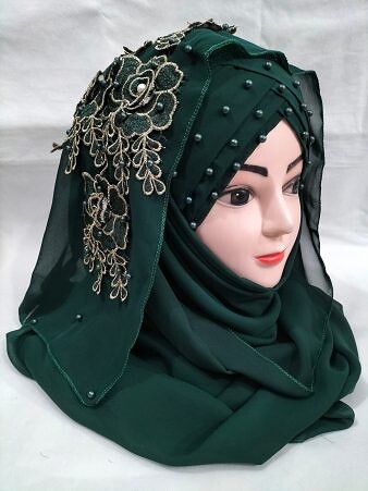 Pearl Floral Ready to Wear with Fancy Bunch - Sea Green