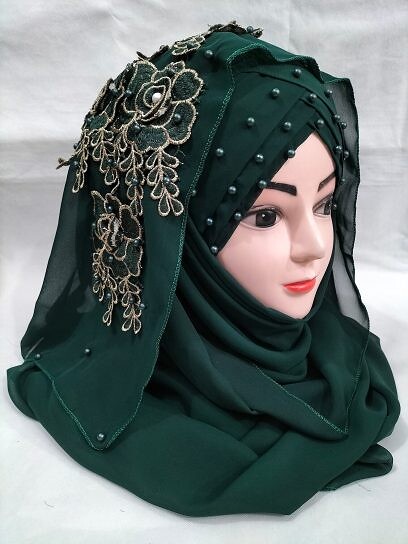 Pearl Floral Ready to Wear with Fancy Bunch - Sea Green