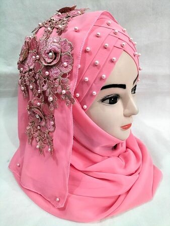 Pearl Floral Ready to Wear with Fancy Bunch - Rose Pink