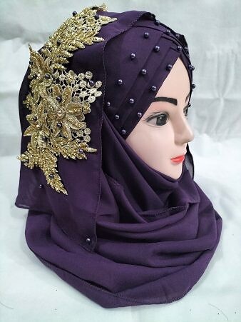 Pearl Ready to Wear with Bunch - Eggplant