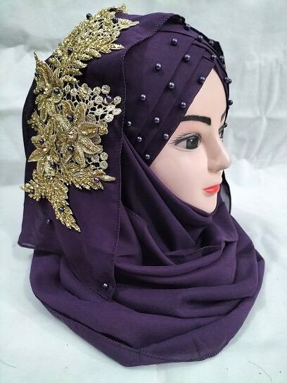 Pearl Ready to Wear with Bunch - Eggplant