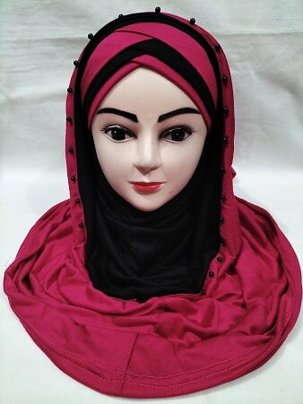 Two-Piece Cotton Jersey with Pearls - Deep Pink Two-Piece Cotton Jersey with Pearls - Deep Pink