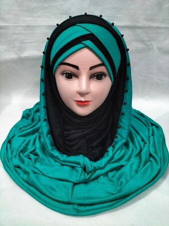 Two-Piece Cotton Jersey with Pearls - Turquoise Two-Piece Cotton Jersey with Pearls - Turquoise