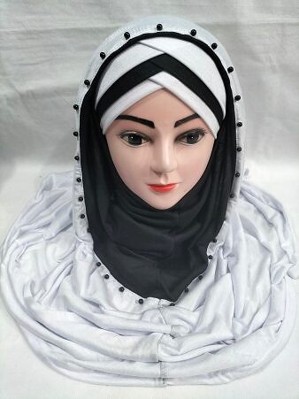 Two-Piece Cotton Jersey with Pearls - White Two-Piece Cotton Jersey with Pearls - White