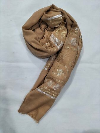 Banarasi Style Lawn Scarf - Caramel Brown