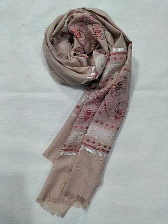 Banarsi Style Lawn Scarf - Coffee