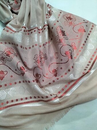 Banarsi Style Lawn Scarf - Coffee