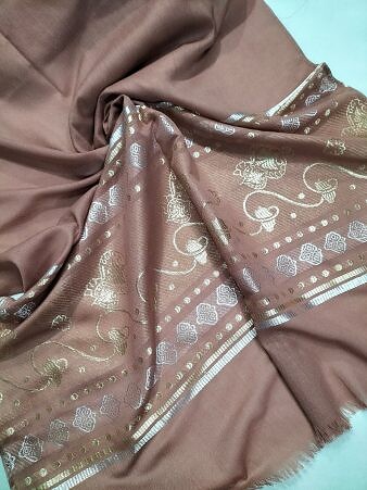 Banarasi Style Lawn Scarf - Dirty Brown