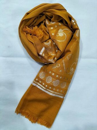 Banarsi Style Lawn Scarf - Mustard Banarsi Style Lawn Scarf - Mustard