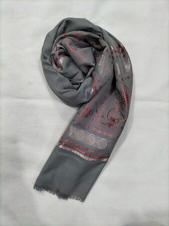 Banarsi Style Lawn Scarf - Steel Grey Banarsi Style Lawn Scarf - Steel Grey