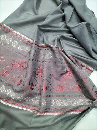 Banarsi Style Lawn Scarf - Steel Grey Banarsi Style Lawn Scarf - Steel Grey