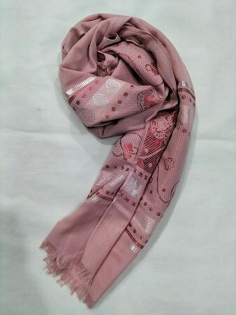 Banarsi Style Lawn Scarf - Tea Pink