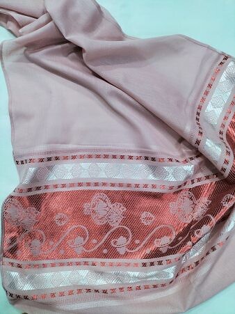 Banarsi Style Lawn Scarf - Tea Pink