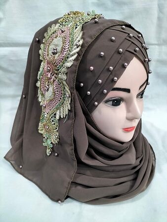 Bridal Pearl Ready to Wear with Bunch - Brown