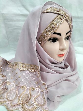Embroidered Ready to Wear Hijab - Dirty Pink Embroidered Ready to Wear Hijab - Dirty Pink