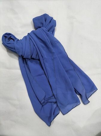 Plain Chiffon Scarf - Denim Blue