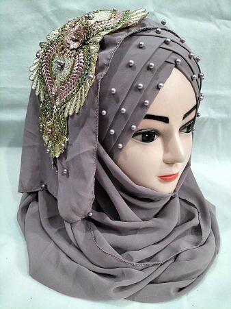 Bridal Pearl Ready to Wear with Bunch - Dirty Purple