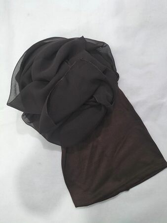 Chiffon Ready to Wear Hijab with Stitched Cap - Dark Brown