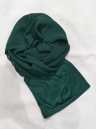 Chiffon Ready to Wear Hijab with Stitched Cap - Green Chiffon Ready to Wear Hijab with Stitched Cap - Green