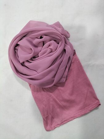 Chiffon Ready to Wear Hijab with Stitched Cap - Tea Pink