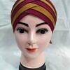 criss cross multi color tie back bonnet maroon and brown.jpeg