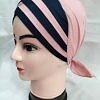 Criss Cross Multi Color Tie Back Bonnet – Navy Blue and Tea Pink Criss Cross Multi Color Tie Back Bonnet – Navy Blue and Tea Pink
