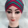 criss cross multi color tie back bonnet red and sea green