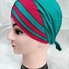 Criss Cross Multi Color Tie Back Bonnet – Deep Pink and Sea Green