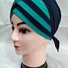 Criss Cross Multi Color Tie Back Bonnet – Sea Green and Navy Blue