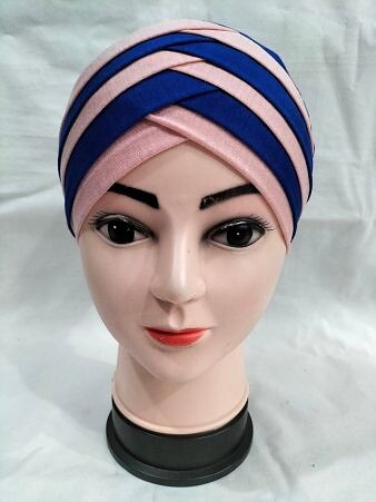 Criss Cross Multi Color Tie Back Bonnet – Tea Pink and Blue