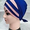 Criss Cross Multi Color Tie Back Bonnet – Tea Pink and Blue