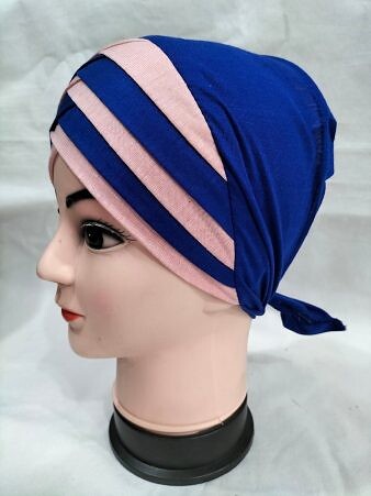 Criss Cross Multi Color Tie Back Bonnet – Tea Pink and Blue