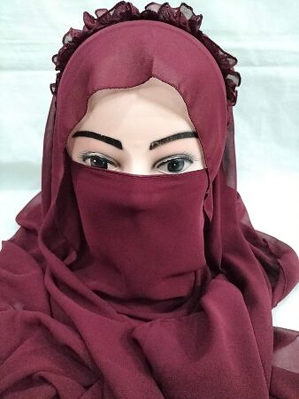 Crown Ready to Wear Niqab - Burgundy Crown Ready to Wear Niqab - Burgundy