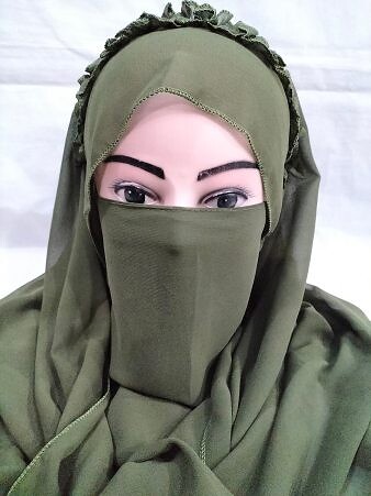 Crown Ready to Wear Niqab - Olive Green Crown Ready to Wear Niqab - Olive Green