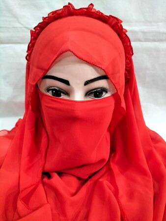 Crown Ready to Wear Niqab - Red Crown Ready to Wear Niqab - Red