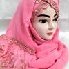 embroidered ready to wear hijab candy pink