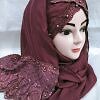 Embroidered Ready to Wear Hijab - Dull Maroon Embroidered Ready to Wear Hijab - Dull Maroon