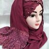 embroidered ready to wear hijab dull maroon