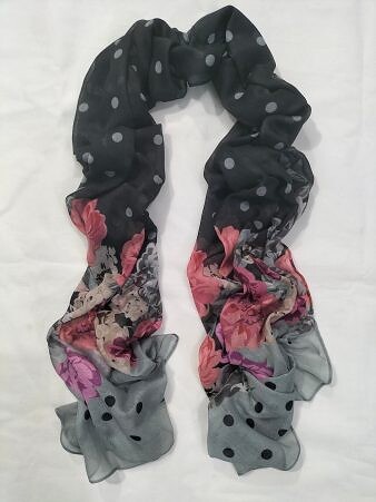 Floral Lawn Scarf - Black