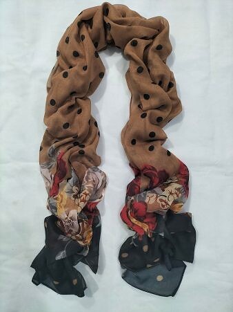 Floral Lawn Scarf - Camel