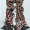 Floral Lawn Scarf - Dirty Brown Floral Lawn Scarf - Dirty Brown