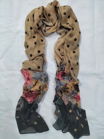 Floral Lawn Scarf - Fawn