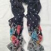 Floral Lawn Scarf - Navy Blue